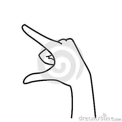 Hand gesture, pinch out, indicating, pointing, monochrome line illustration Cartoon Illustration